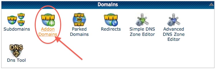 find addon domain in cpanel